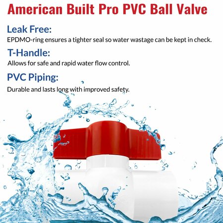 American Built Pro Ball Valve 1/2 in. Slip x Slip PVC Schedule 40, 6PK BVP050-P6